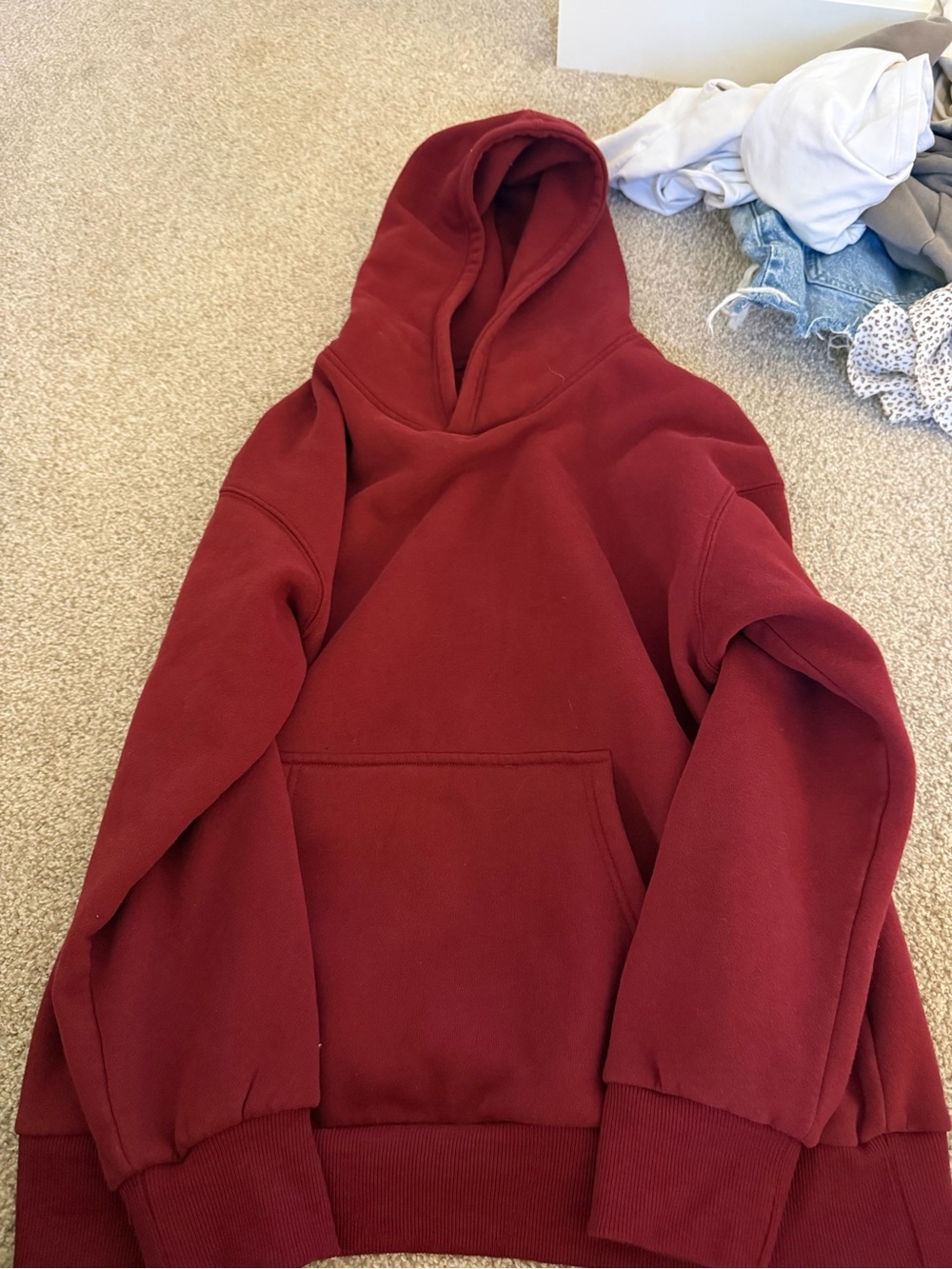 Solid Burgundy Hoodie - Cozy Pullover Hood